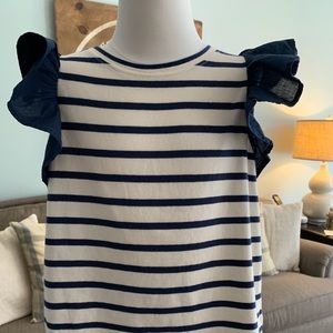 White and navy striped shirt